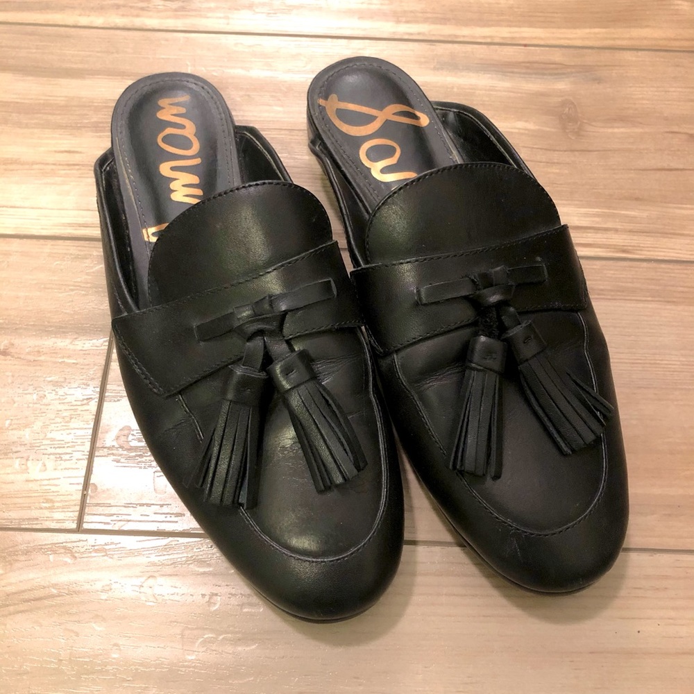 Sam Edelman tassel flats loafers mules - 6.5 black